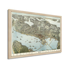 Load image into Gallery viewer, Digitally Restored and Enhanced 1891 Seattle Map Poster - Framed Vintage Seattle Map Wall Art - Old Seattle Map Art - Bird&#39;s Eye View of Seattle &amp; Environs King County Washington
