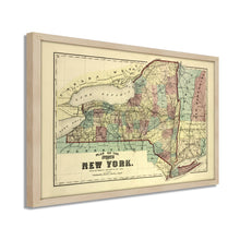 Load image into Gallery viewer, Digitally Restored and Enhanced 1875 New York Map Poster - Framed Vintage Map of New York Wall Art - Old Map of NY - Historic New York Map Print - Plan of the Map of New York State
