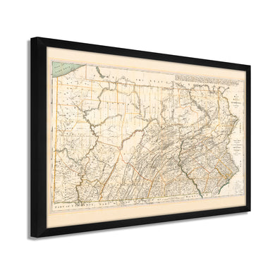 Digitally Restored and Enhanced 1792 Pennsylvania State Map - Framed Vintage Pennsylvania Map Poster - Old Wall Map of Pennsylvania - Restored State of Pennsylvania Wall Art Map