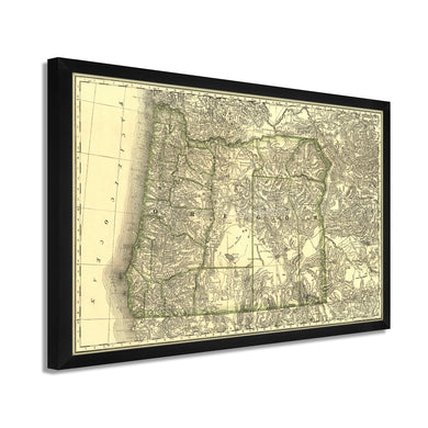 Digitally Restored and Enhanced 1876 Oregon Map Poster - Framed Vintage Oregon Map Print - Historic Oregon Wall Art - Old Map of Oregon State - Restored Indexed Map of Oregon Poster