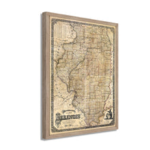 Load image into Gallery viewer, Digitally Restored and Enhanced 1861 Illinois State Map - Framed Vintage Map of Illinois Wall Art - Old State of Illinois Map Poster - Sectional Map of the State of Illinois Poster
