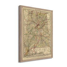 Load image into Gallery viewer, Digitally Restored and Enhanced 1888 Map of Alabama - Framed Vintage Alabama Map - Old Alabama Wall Art - Historic State of Alabama Map Print ​- Restored Wall Map of Alabama Poster
