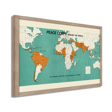 Load image into Gallery viewer, Digitally Restored and Enhanced 1966 World Map Poster - Framed Vintage World Map Wall Art - Old Map of The World - Historic World Wall Map - Peace Corps Poster Around The World
