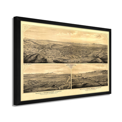 Digitally Restored and Enhanced 1877 Map of Los Angeles California - Framed Vintage Los Angeles Poster - History Map of Los Angeles Poster - Bird's Eye View of Los Angeles Wall Art