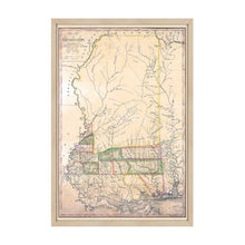 Load image into Gallery viewer, Digitally Restored and Enhanced 1820 Mississippi State Map - Framed Vintage Wall Map of Mississippi Poster - Old Mississippi Wall Art - Restored Mississippi Map from Surveys
