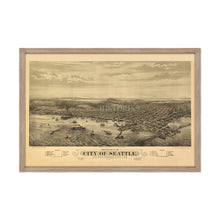 Load image into Gallery viewer, Digitally Restored and Enhanced 1878 Seattle Map Poster - Framed Vintage Map of Seattle Wall Art - Old Seattle Wall Map - Bird&#39;s Eye View of Seattle Puget Sound Washington Territory
