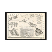 Cargar imagen en el visor de la galería, Digitally Restored and Enhanced - 1893 Hawaiian Islands Map Poster - Framed Vintage Map of Hawaiian Islands Wall Art - Restored Hawaiian Map - Topographical Map of The Hawaiian Islands
