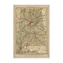 Load image into Gallery viewer, Digitally Restored and Enhanced 1888 Map of Alabama - Framed Vintage Alabama Map - Old Alabama Wall Art - Historic State of Alabama Map Print ​- Restored Wall Map of Alabama Poster
