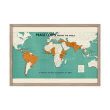 Load image into Gallery viewer, Digitally Restored and Enhanced 1966 World Map Poster - Framed Vintage World Map Wall Art - Old Map of The World - Historic World Wall Map - Peace Corps Poster Around The World
