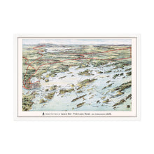 Load image into Gallery viewer, Digitally Restored and Enhanced 1906 Casco Bay Map - Framed Vintage Casco Bay Maine Map - Old Map of Portland Maine - Bird&#39;s Eye View of Casco Bay Portland Maine &amp; Surroundings Wall Art Poster
