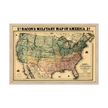 Load image into Gallery viewer, Digitally Restored and Enhanced 1862 USA Map Poster - Framed Vintage Map of USA Wall Art - Old United States Map Print - Restored Bacon&#39;s Military Map of the United States of America
