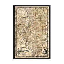 Cargar imagen en el visor de la galería, Digitally Restored and Enhanced 1861 Illinois State Map - Framed Vintage Map of Illinois Wall Art - Old State of Illinois Map Poster - Sectional Map of the State of Illinois Poster
