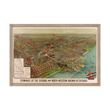 Cargar imagen en el visor de la galería, Digitally Restored and Enhanced 1902 Chicago Map Art - Framed Vintage Chicago Map - Old Poster of Chicago Map Print - Terminals of the Chicago &amp; North Western Railway Map Wall Art
