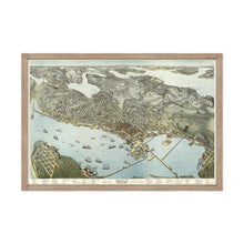 Cargar imagen en el visor de la galería, Digitally Restored and Enhanced 1891 Seattle Map Poster - Framed Vintage Seattle Map Wall Art - Old Seattle Map Art - Bird&#39;s Eye View of Seattle &amp; Environs King County Washington
