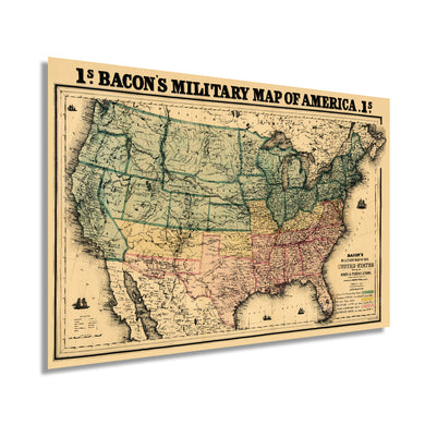 Digitally Restored and Enhanced 1862 Military Map of the United States - Vintage Map of the United States - American Civil War Map showing forts and fortifications - US Civil War Map