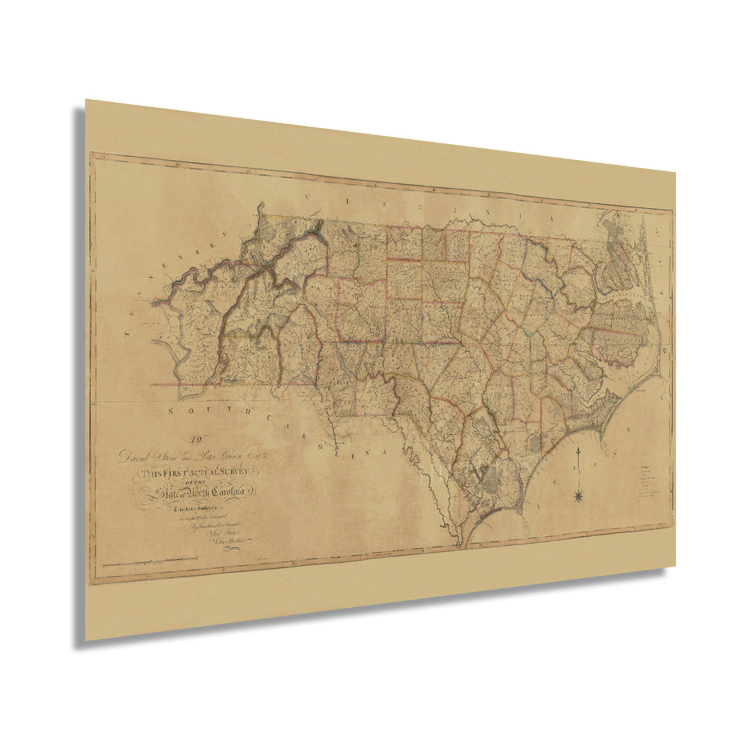 Digitally Restored and Enhanced 1808 North Carolina State Map - Vintage Map North Carolina Wall Art - The First Actual Survey of North Carolina Vintage Map - North Carolina Poster - NC Home Art