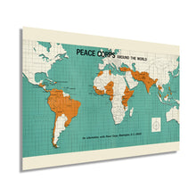 Load image into Gallery viewer, Digitally Restored and Enhanced 1966 Map of Peace Corps Around the World - Vintage Map of Peace Corps Wall Art - Vintage Peace Corps Poster - Vintage World Map
