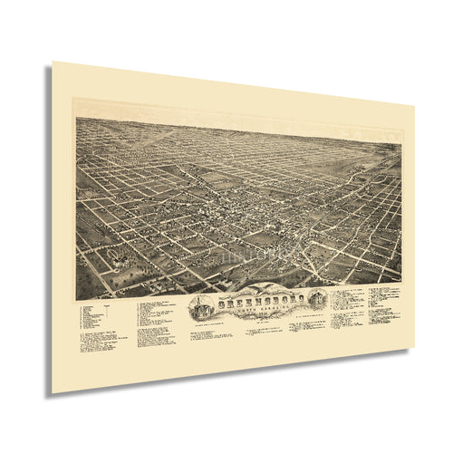 Digitally Restored and Enhanced 1891 Greensboro North Carolina Map - Old Greensboro Map of North Carolina Wall Art - Greensboro NC Map Poster History