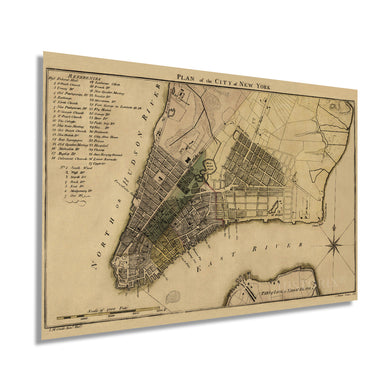 Digitally Restored and Enhanced - 1789 Plan of New York City Map Print - NYC Vintage Map Wall Art - Map of New York City Poster - NYC Map Wall Art - New York City Map Art
