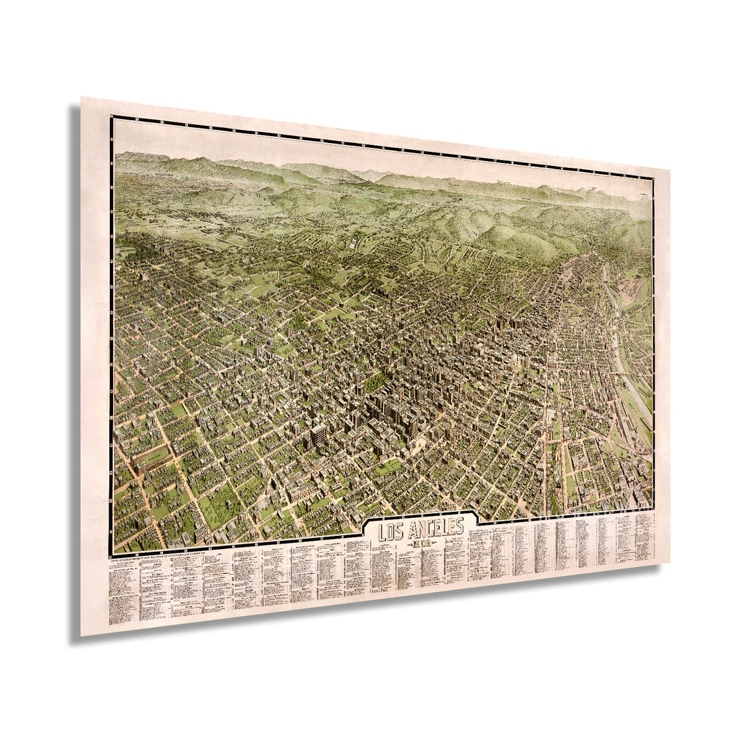 Digitally Restored and Enhanced 1909 Map of Los Angeles California with Index - Vintage Map Wall Art - Los Angeles Map Art - Vintage Map Los Angeles Decor - Old Map Los Angeles Wall Map
