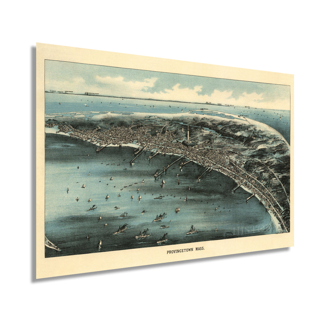 Digitally Restored and Enhanced 1910 Map of Provincetown Massachusetts - Vintage Map Wall Art - Panoramic Birds Eye View of Provincetown Mass. - Provincetown Map - Provincetown Poster
