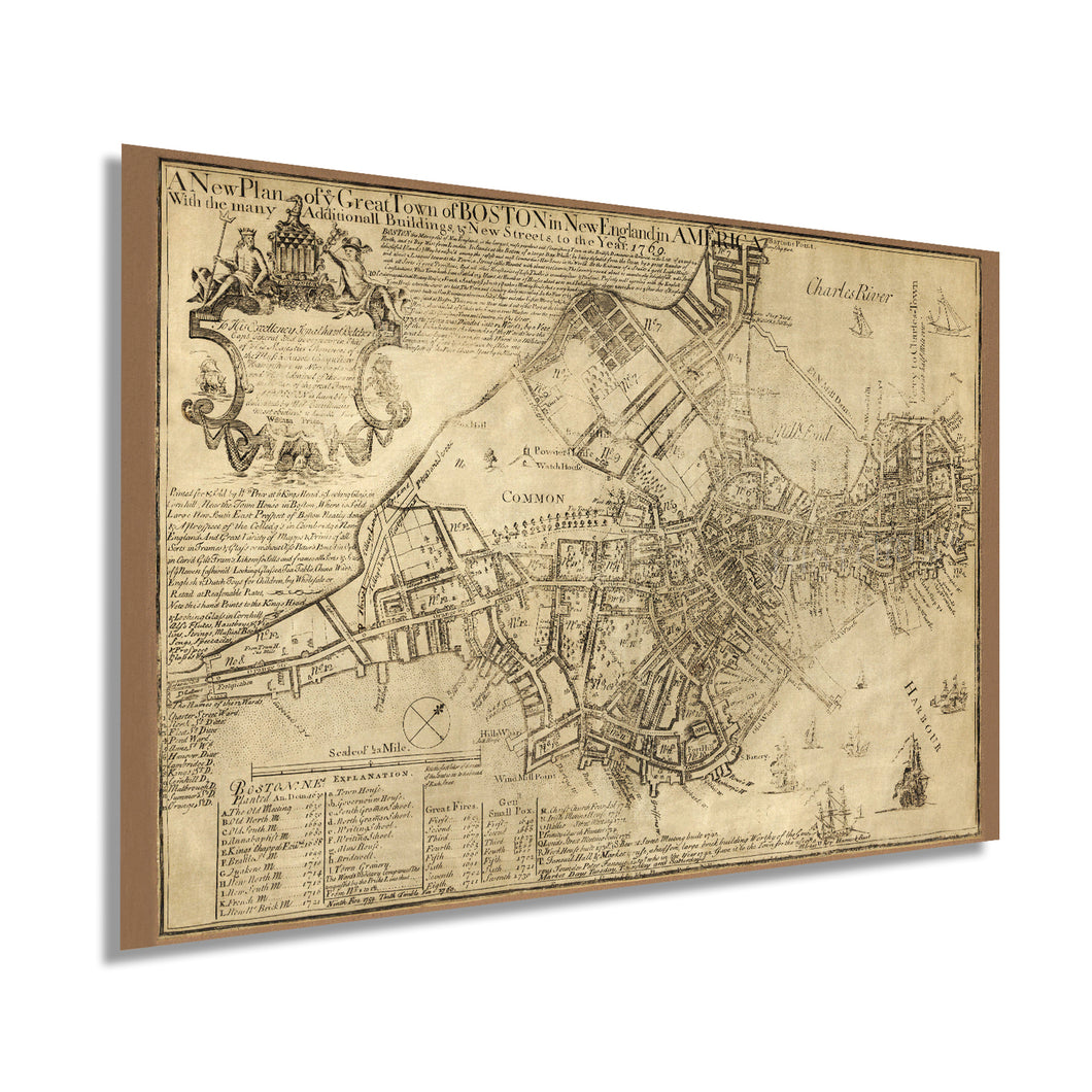 Digitally Restored and Enhanced 1769 Map of Boston Massachusetts - Vintage Map Wall Art - Vintage Boston Map Art Showing Buildings and Streets in 1769 - Boston Map Wall Art - Boston Map Poster