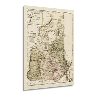 Digitally Restored and Enhanced 1796 State of New Hampshire Map Poster - Vintage Map of New Hampshire Wall Art - New Hampshire Vintage Poster - Map of NH Poster - New Hampshire Wall Decor