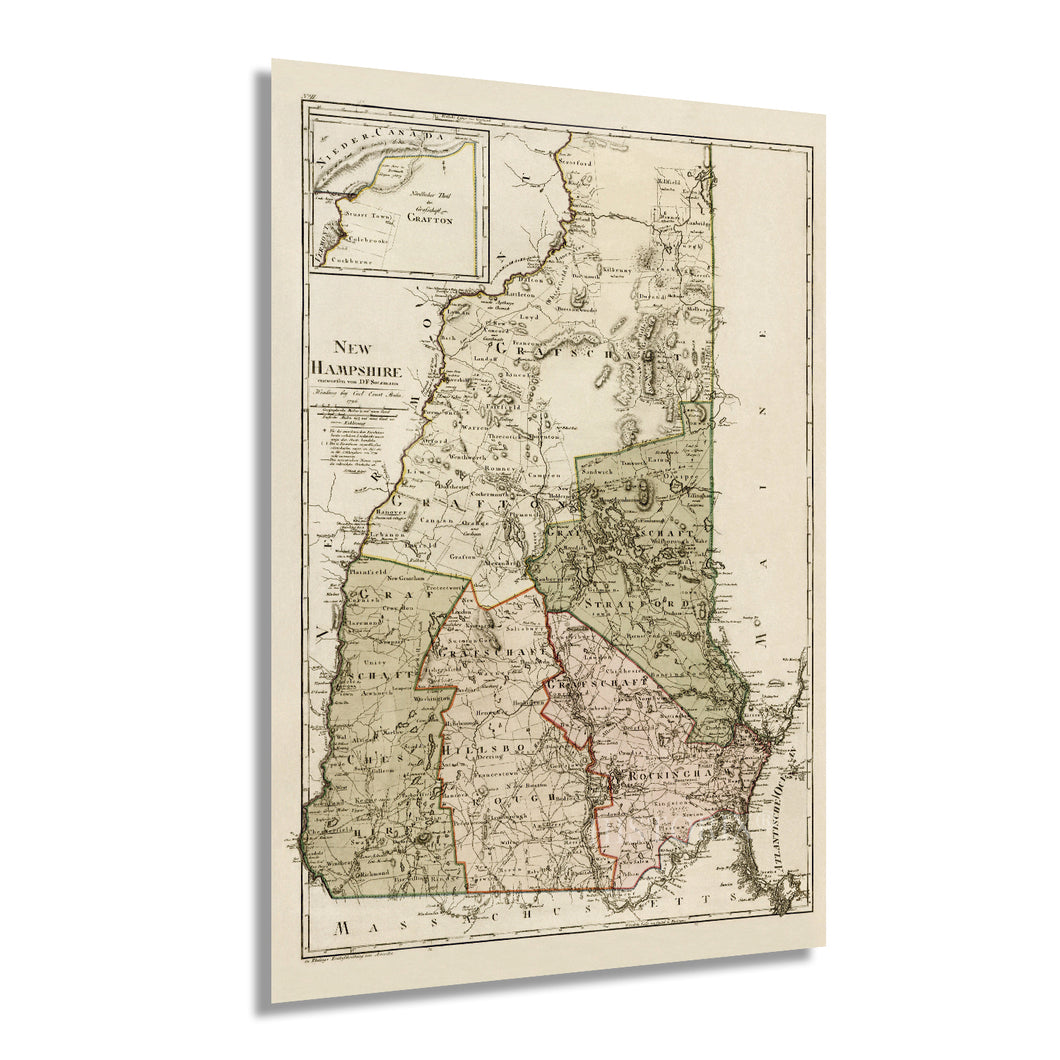 Digitally Restored and Enhanced 1796 State of New Hampshire Map Poster - Vintage Map of New Hampshire Wall Art - New Hampshire Vintage Poster - Map of NH Poster - New Hampshire Wall Decor