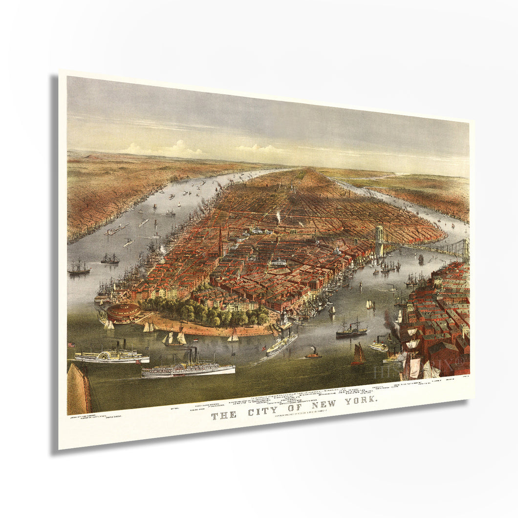 Digitally Restored and Enhanced - 1870 Map of New York City Poster -Vintage Map Wall Art - Panoramic New York City Wall Map - NYC Vintage Map - Vintage New York Poster - NYC Map Wall Art
