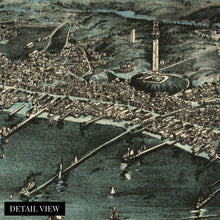 Load image into Gallery viewer, Digitally Restored and Enhanced 1910 Map of Provincetown Massachusetts - Vintage Map Wall Art - Panoramic Birds Eye View of Provincetown Mass. - Provincetown Map - Provincetown Poster
