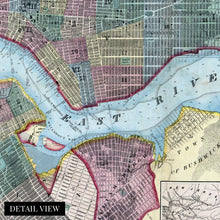 Load image into Gallery viewer, Digitally Restored and Enhanced 1857 New York City and Vicinity Map Art - NYC Vintage Map Wall Art - Map of New York City, Brooklyn, Williamsburg, Jersey City, Philidelphia, Boston - NYC Decor
