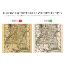 Load image into Gallery viewer, Digitally Restored and Enhanced 1888 Wall Map of Mississippi - Mississippi Vintage Map - Mississippi Wall Art - Mississippi State Poster - Mississippi Wall Decor - Vintage Mississippi Map
