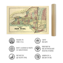 Load image into Gallery viewer, Digitally Restored and Enhanced 1875 New York State Map - Vintage Map of New York Wall Art - Historic Map of New York - New York State Poster - New York Map Art - Map of New York Poster - NY Map
