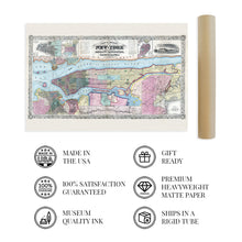 Cargar imagen en el visor de la galería, Digitally Restored and Enhanced 1857 New York City and Vicinity Map Art - NYC Vintage Map Wall Art - Map of New York City, Brooklyn, Williamsburg, Jersey City, Philidelphia, Boston - NYC Decor
