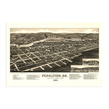 Load image into Gallery viewer, Digitally Restored and Enhanced 1884 Pendleton Oregon Map - Old Pendleton Umatilla County Map of Oregon Poster - History Map of Pendleton OR Wall Art
