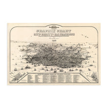 Load image into Gallery viewer, Digitally Restored and Enhanced 1875 Graphic Chart of San Francisco Map Print with Index to Points of Interest - Vintage Map of Bay Area Poster - San Francisco Map Poster - San Francisco Map Art
