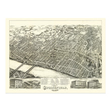 Cargar imagen en el visor de la galería, Digitally Restored and Enhanced 1875 Springfield Massachusetts Map Print - Old Bird&#39;s Eye View Map of Springfield Massachusetts Wall Art Poster
