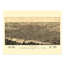 Cargar imagen en el visor de la galería, Digitally Restored and Enhanced 1880 Terre Haute Indiana Map Poster - Vintage Panoramic View Map of Terre Haute City Indiana State Wall Art Print
