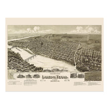Load image into Gallery viewer, Digitally Restored and Enhanced 1892 Laredo Texas Map Print - Old Perspective Map of Laredo Texas Gateway to Mexico - Vintage Texas Map Wall Art Poster
