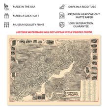Cargar imagen en el visor de la galería, Digitally Restored and Enhanced 1899 Norwalk Connecticut Map Poster - Old Bird&#39;s Eye View of Norwalk South Norwalk &amp; East Norwalk Connecticut Map Wall Art
