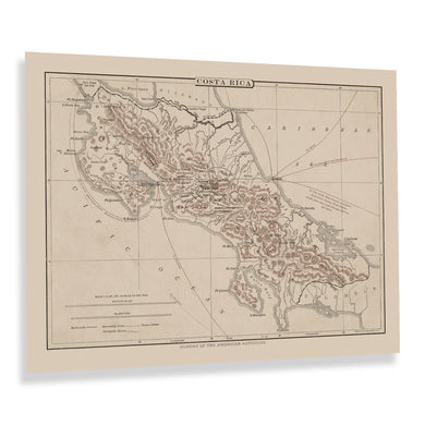 Digitally Restored and Enhanced 1890 Costa Rica Map Poster - Old Wall Map of Costa Rica Wall Art Print - History Map of San Jose Costa Rica Poster Print