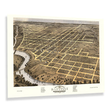 Load image into Gallery viewer, Digitally Restored and Enhanced 1869 Danville Illinois Map Poster - Historic Bird&#39;s Eye View of Danville Vermillion County Map of Illinois Poster Print

