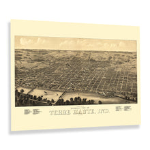 Cargar imagen en el visor de la galería, Digitally Restored and Enhanced 1880 Terre Haute Indiana Map Poster - Vintage Panoramic View Map of Terre Haute City Indiana State Wall Art Print
