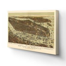 Load image into Gallery viewer, Digitally Restored and Enhanced - 1892 New York and Brooklyn Map Canvas - Canvas Wrap Vintage New York City Wall Art - Restored NYC Map - Old Map of New York &amp; Brooklyn Poster - Historic NYC Wall Poster
