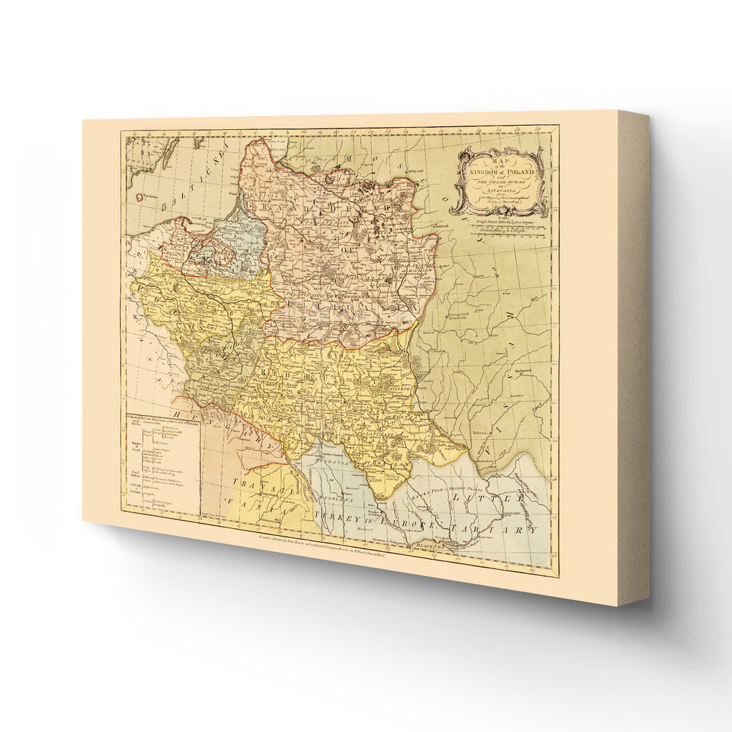 Digitally Restored and Enhanced 1770 Poland Map Canvas Art - Canvas Wrap Vintage Map of Lithuania - Old Poland Wall Art - Kingdom of Poland Map Poster and the Grand Dutchy of Lithuania Map History