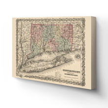 Load image into Gallery viewer, Digitally Restored and Enhanced 1859 Connecticut Map Canvas - Canvas Wrap Vintage Connecticut Wall Art - Old Connecticut State Map - Wall Map of Connecticut Poster - Restored Connecticut Map Art
