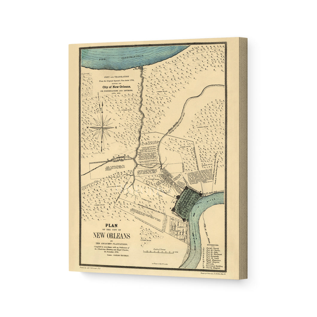 Digitally Restored and Enhanced 1875 New Orleans Map Canvas Art - Canvas Wrap Vintage Map of New Orleans Wall Art - Old Map Of New Orleans Poster -  Plan of the City of New Orleans Wall Map