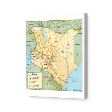 Digitally Restored and Enhanced 1988 Kenya Map Canvas Art - Canvas Wrap Vintage Map of Kenya Wall Art - Historic Kenya Poster - Old Kenya Wall Map - Restored Map of the Country of Kenya