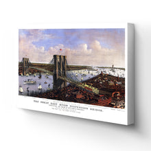 Load image into Gallery viewer, Digitally Restored and Enhanced 1885 New York Brooklyn Map - Canvas Wrap Vintage New York City - Old Brooklyn Bridge Map- Great East River Suspension Bridge New York &amp; Brooklyn Wall Art Poster
