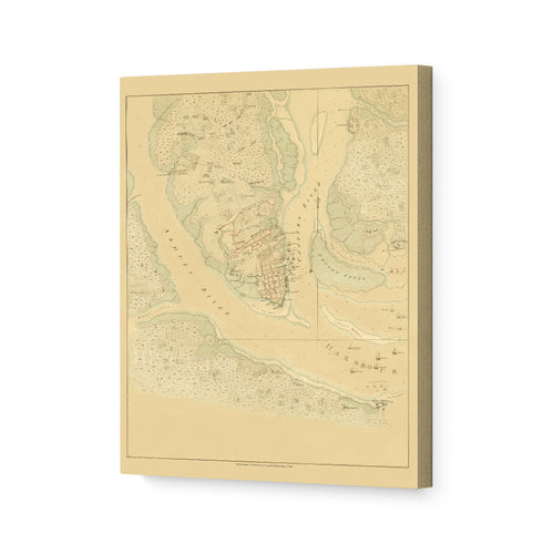 Digitally Restored and Enhanced 1780 Map of Charleston South Carolina Canvas - Canvas Wrap Vintage Charleston Wall Art - Old Map of Charleston SC - The Investiture of Charleston South Carolina Map